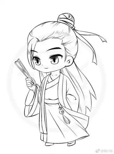 古风q版男子简笔画