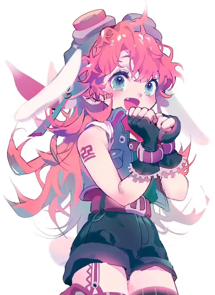 人物绘画,可爱的粉色系卡通女孩插画,表情画的超赞.文静害羞的女孩.