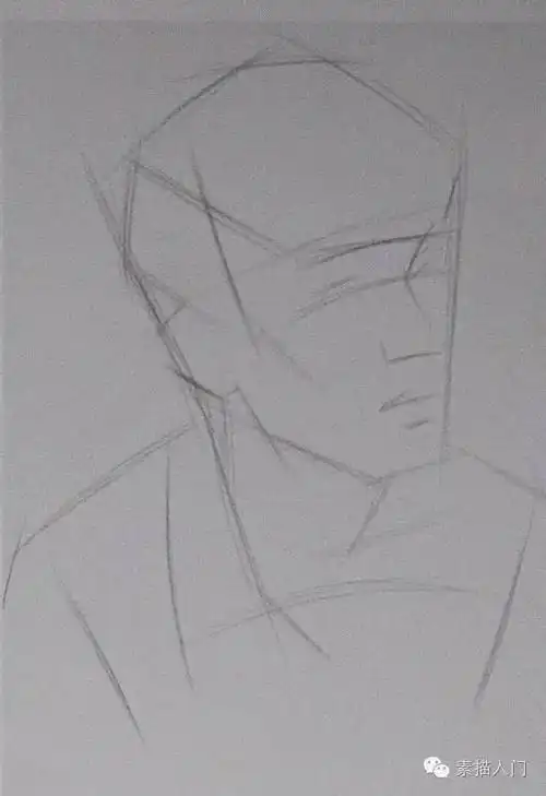 侧面男青年素描步骤