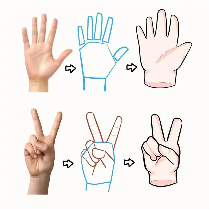 手部教程来呐~#跟着抖音学画画 #简笔画 #一分钟干货教学 - 抖音