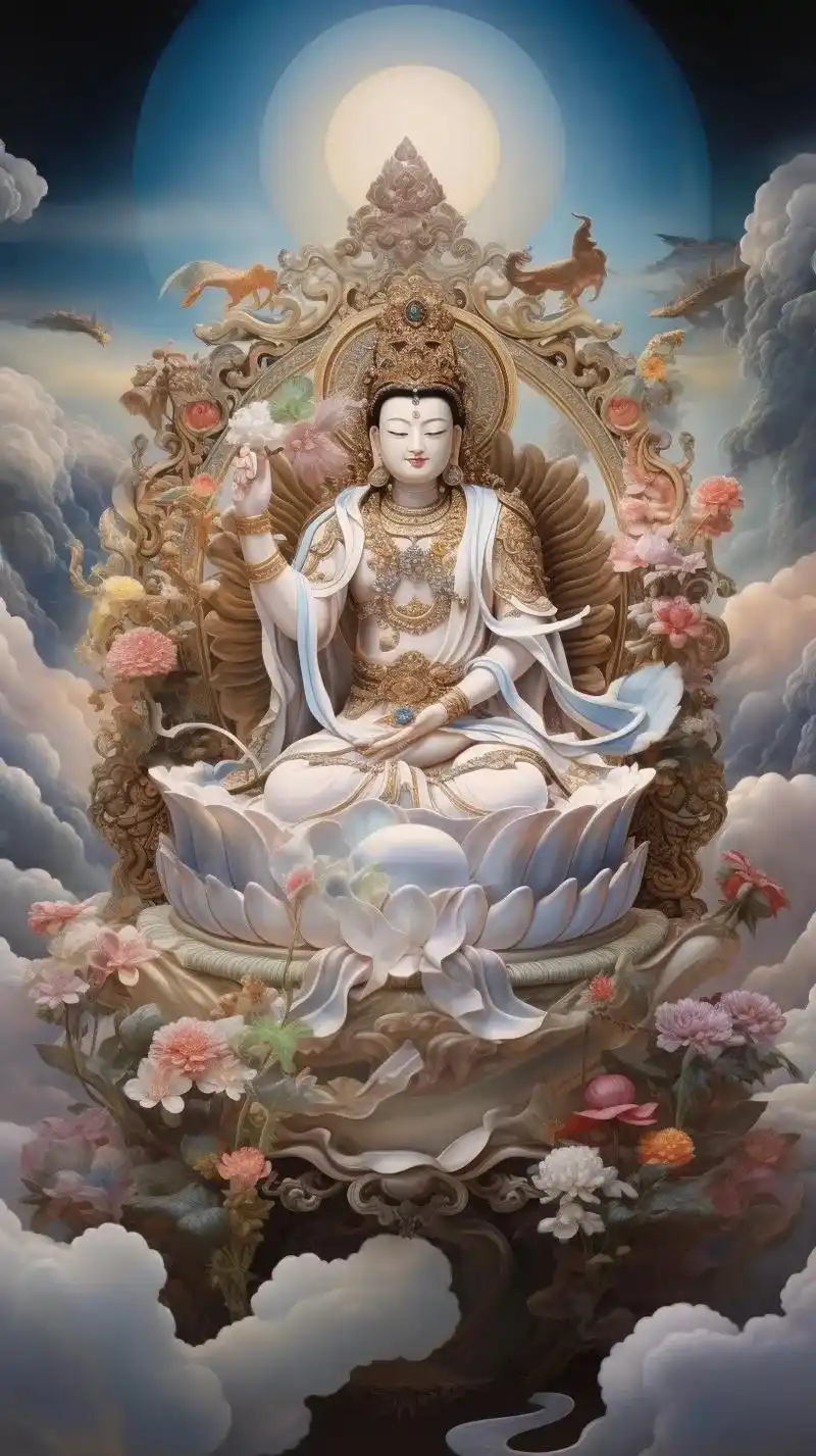 梦幻极乐,一片祥云漫天飞,观世音菩萨,坐在莲花之上徐徐归.绝 - 抖音