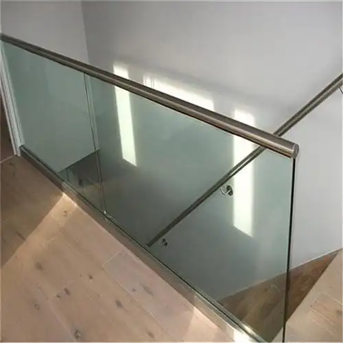 铝合金u型底槽钢化玻璃 扶手自选