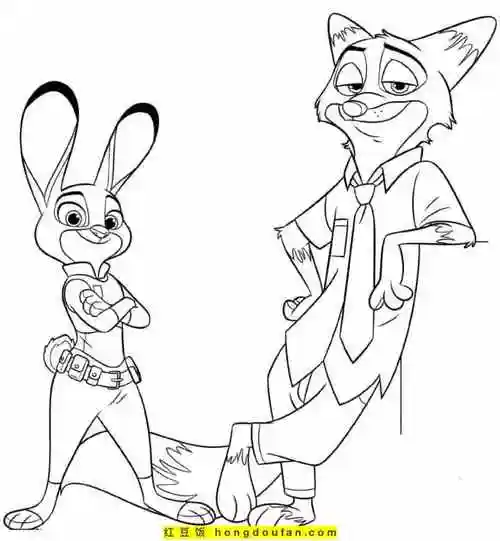 《疯狂动物城》尖叫吧涂色图片-红豆饭小学生简笔画大全