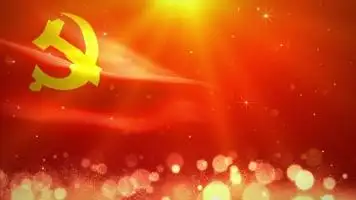 红色党旗帜飘扬党政晚会活动背景视频