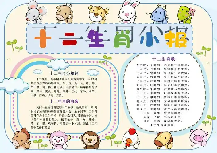 【手抄小报】12生肖手抄报电子小报(有线稿)_第1页