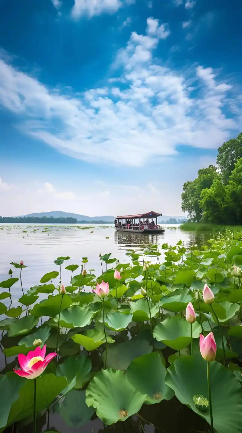 西湖美景.来到西湖,仿佛置身于一个真实的仙境.阳光透过树叶的 - 抖音