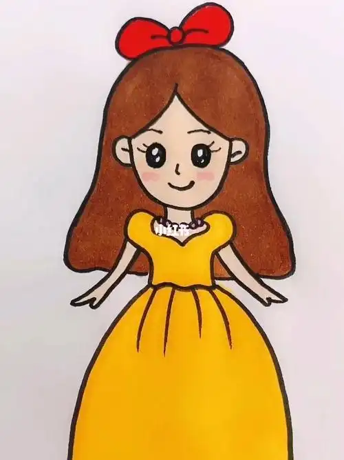 简笔画漂亮的小女孩