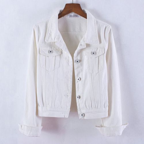 牛仔外套女春秋超短款修身显瘦高腰长袖白色新款牛仔服上衣少女