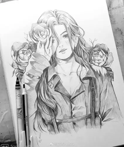 神仙画师微博转载二次元人物黑白动漫素材插画绘画线稿手绘女生男生