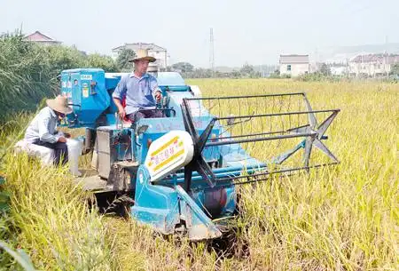 小型收割机活跃在田野