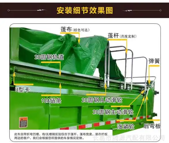 渣土车自动收缩篷布自卸车改装加盖密闭系统链条圆钢式智能环保盖