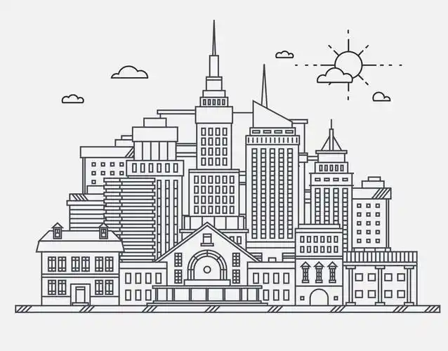 线条高楼大厦城市天际线图片免抠矢量图素材 建筑装修-第1张