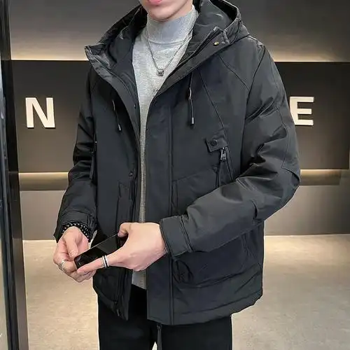 24春装新款男士连帽夹克修身休闲薄款青少年外套印花夹克衫上衣