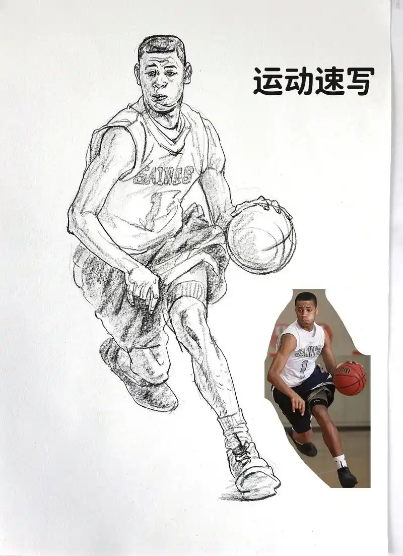 运动速写篮球#艺考 #美术生 #速写 #画画  - 抖音
