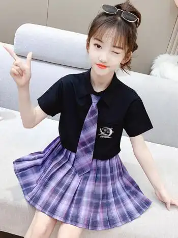 川孩3儿童女童夏装连衣裙子5夏天6十8小孩衣服7洋气短袖9女孩套装12岁