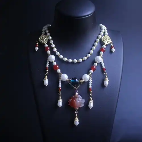 原创古装配饰汉服唐风软璎珞坦领襦裙古风项链项链