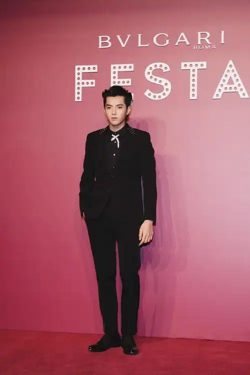 吴亦凡西装代言活动现场帅气图片