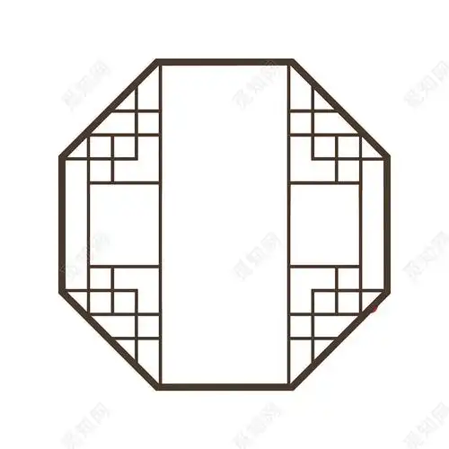 棕色手绘古风中国风古典窗户边框元素png素材