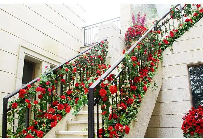 房地产楼盘商超软装工程仿真花藤藤条假花绿植楼梯扶手拱门装饰花-t