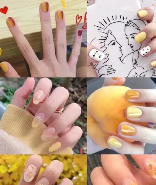 春天就要把阳光涂在指尖!50 组超全黄色系美甲合集,拿去照着做