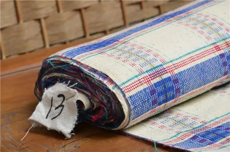 上海地区稀少民国传统手工提花老粗布手织布土布-复杂工艺与织法