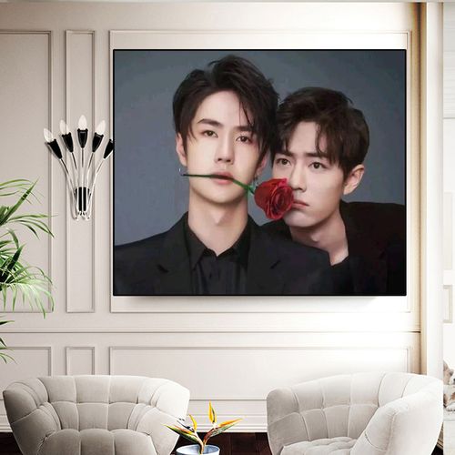 2021新款博君一笑钻石画肖战王一博十字绣 私人定制圆满钻diy卧室