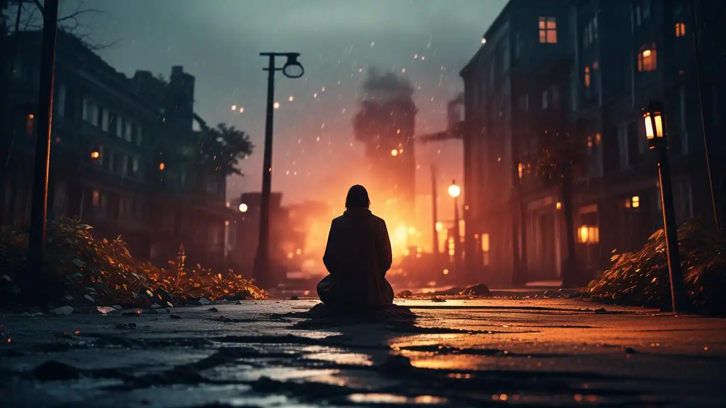 91夜晚的城镇,伤感思念壁纸97 90在寂静的夜晚,城镇的灯光闪烁