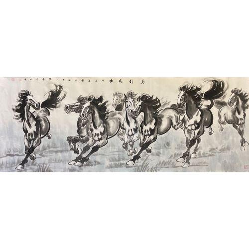 江南一马杨主旺纯手绘八骏图徐悲鸿经典风格八骏图骏马图客厅挂画