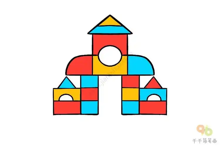 彩色积木简笔画步骤图