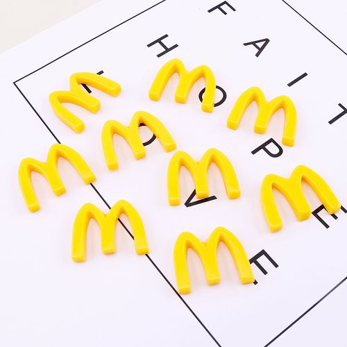 卡通字母m黄色diy手机壳仿真奶油胶材料包手工自制制作树脂配件