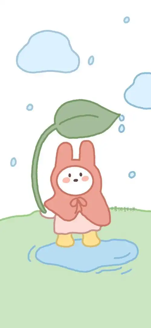 兔子/可爱锁屏/壁纸,锁屏壁纸小兔子(可爱清新兔子手绘壁纸图片)