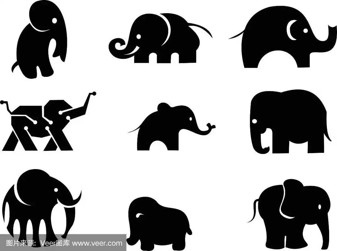标志插图剪影大象