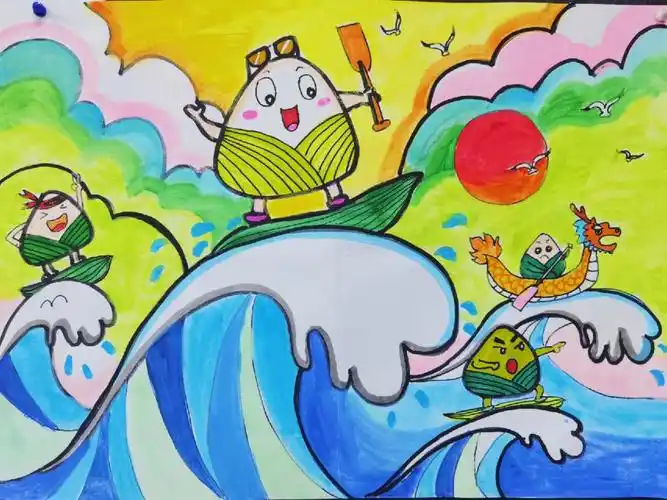 端午节赛龙舟乘风破浪的粽子