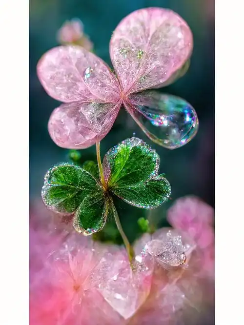 可见过这么美的粉色幸运草?#ai  #壁纸  #图文  #四叶草  #浪漫