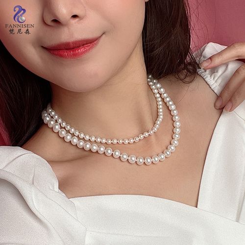 双层珍珠项链女毛衣链叠戴串链晚礼服婚礼妈妈款高级感多层轻奢链