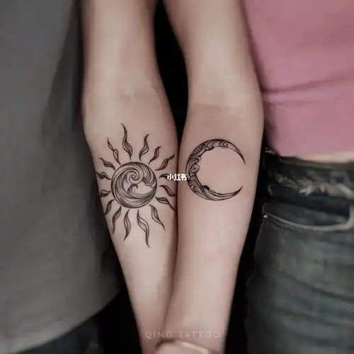 情侣纹身太阳纹身月亮纹身日月纹身