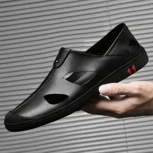 牛皮包头男士凉鞋2022新款夏季真皮软底软皮37码外穿大码45洞洞鞋