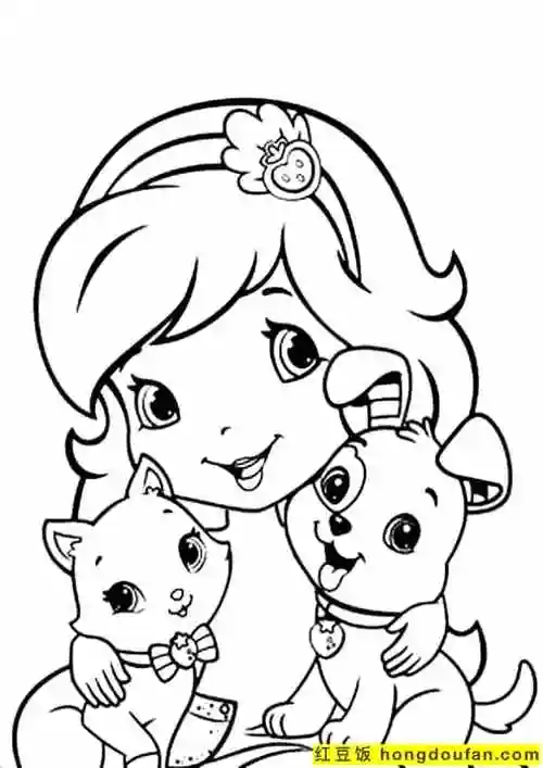 10张七岁女孩子们都会喜欢的小公主小女孩卡通涂色简笔画-红豆饭小