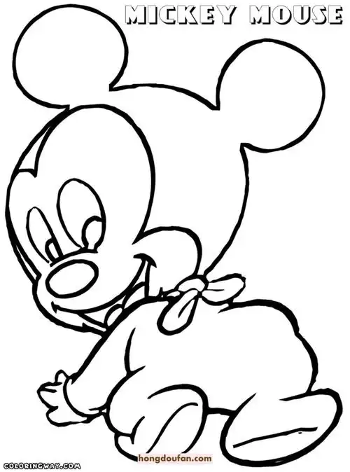 9张可爱的米奇宝宝卡通涂色简笔画
