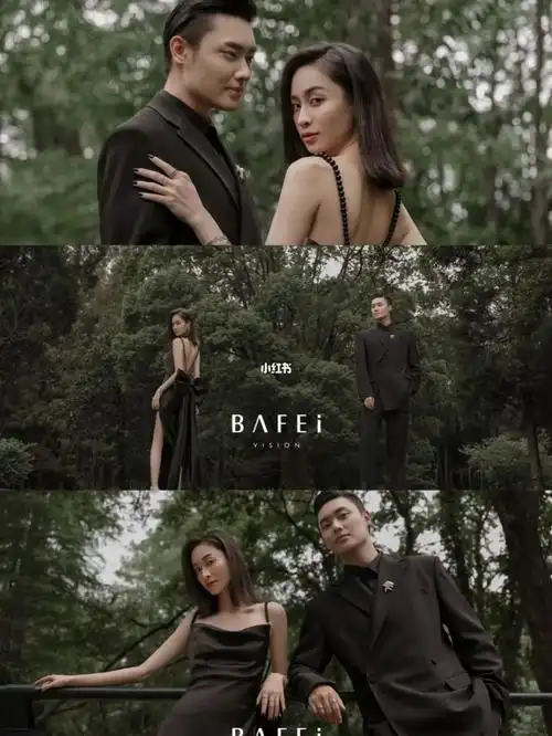 高级感黑纱优雅神秘的黑色森系婚纱照