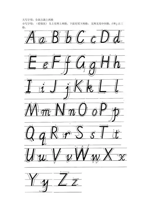 26个英文字母的标准手写体