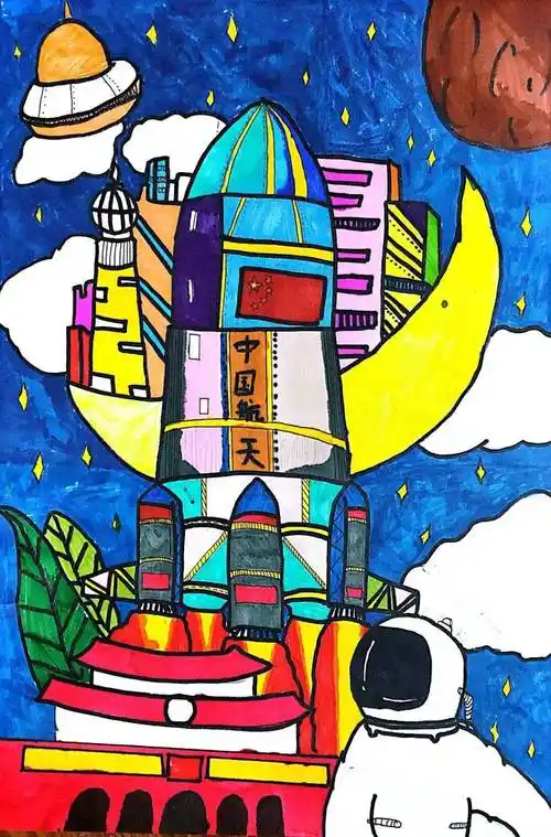 江海区这名小学生勇夺全国绘画比赛一等奖!_周子豪_妈妈_线条