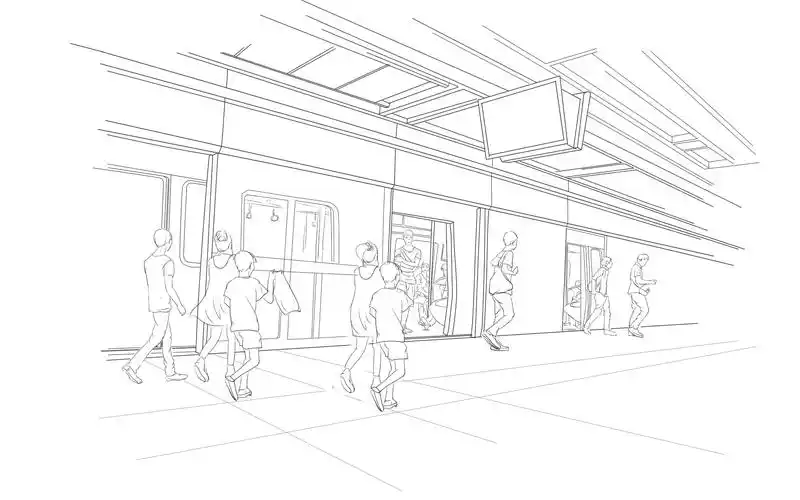 地铁站线描手绘|插画|商业插画|尕瞳瞳 - 原创作品 - 站酷 (zcool)