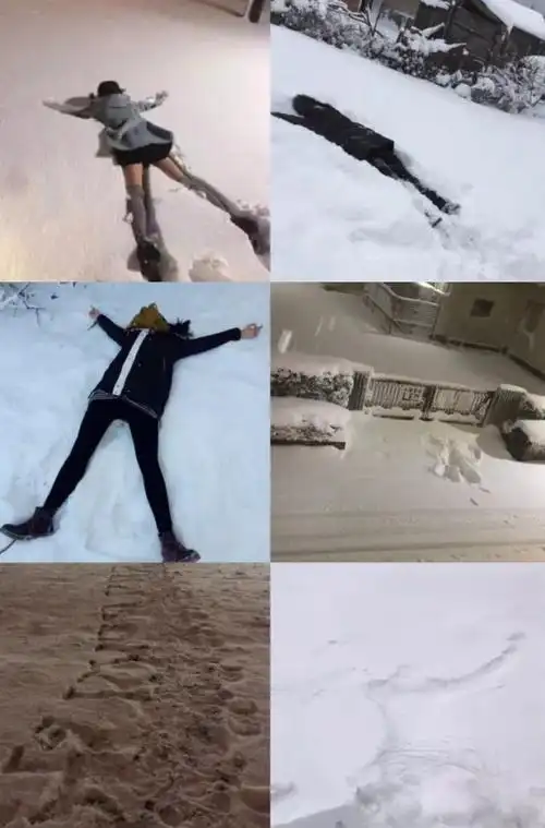 零下十几度,光着脚丫子在雪地上行走,留下独特的印记