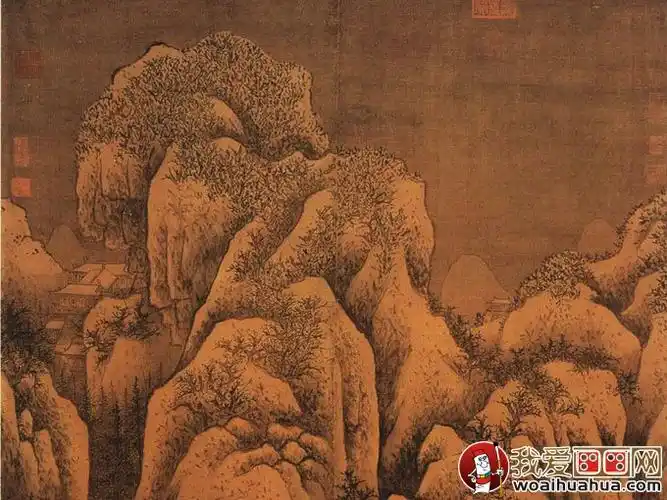 范宽山水画《雪山萧寺图》局部大图