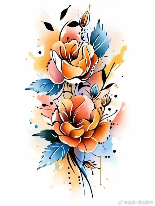 图案分享    花纹身    #纹身分享##纹身设计##北京纹身店##纹身素材