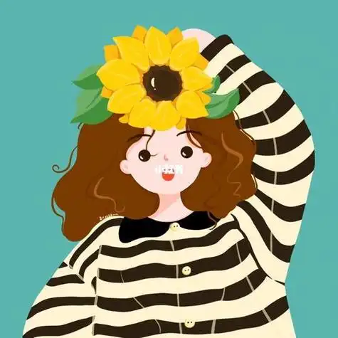 插画头像头顶向日葵的可爱女生无腮红版