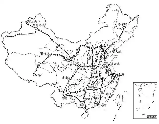 读中国主要铁路干线示意图图9回答下列问题8分