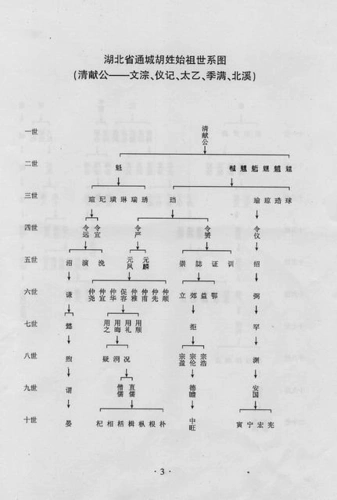 湖北通城胡姓始祖世系图