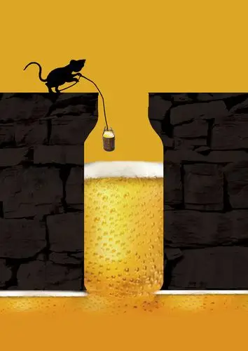 黄色创意简约啤酒节海报背景素材